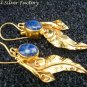 Gold Plated Lapis Leaf Earrings GPE-123-NY