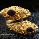 Silver & 22kt Gold Plated Garnet Snake Ring GPR-123-KA