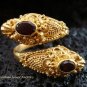 Silver & 22kt Gold Plated Garnet Snake Ring GPR-123-KA