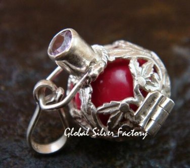 Silver 15mm Harmony Ball/Pregnancy Ball Pendant w/Amethyst HB-350-KT