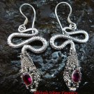 925 Silver Garnet Snake Earrings ER-483-KA