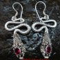 925 Silver Garnet Snake Earrings ER-483-KA