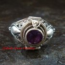 Bali Sterling Silver Round Amethyst Cut Poison/Keepsake Locket Ring LR-642-KT