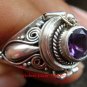 Bali Sterling Silver Round Amethyst Cut Poison/Keepsake Locket Ring LR-642-KT