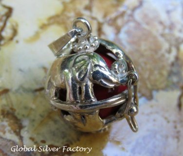 Sterling Silver Elephant Harmony Ball Pendant HB-409-KA