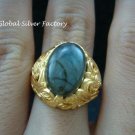 Sterling Silver & 22kt Gold Plated Labradorite Balinese Ring GPR-137-NY
