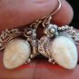 Hand Made Sterling Silver Face Ox Bone Earrings GDE-1157-NY