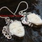 Hand Made Sterling Silver Face Ox Bone Earrings GDE-1157-NY