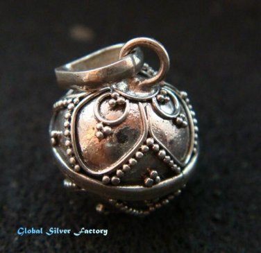 Silver Leaf Design 12mm Chime Ball Pendant CH-324-KT