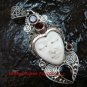 Unique Sterling Silver Bali Traditional Face Pendant w Garnet GDP-1144-PS