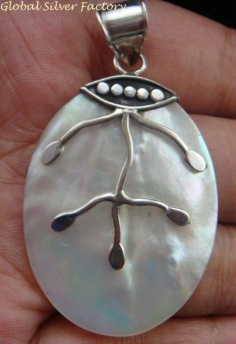 Sterling Silver White Shell Pendant SSP-153-PS