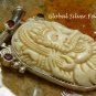 Silver and Garnet Carved Ganesh Pendant BP-173-KA