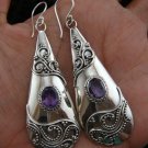 Large Silver Amethyst Bali Design Earrings ER-423-KT