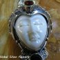 Silver and Garnet Carved Goddess Pendant GDP-1288-PS