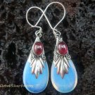Silver Garnet & Opalite Teardrop Earrings SJ-130-KT