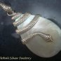 Silver and White Shell Snake Pendant SP-746-NY