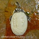Sterling Silver and Peridot Lady Cameo Pendant BP-175-KT
