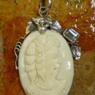 Silver and Blue Topaz Lady Cameo Pendant BP-179-KT