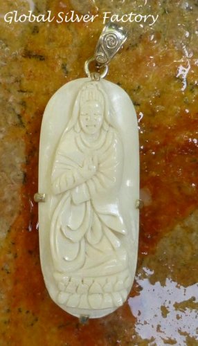 Sterling Silver Carved Kwan Yin Pendant BP-180-KA