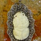 Sterling Silver Carved Bone Ganesh Pendant BP-181-KT