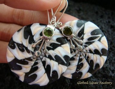 925 Silver Peridot & Shell Earrings ER-541-KT