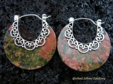 925 Silver & Round Ocean Jasper Earrings ER-555-KT