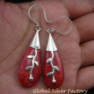 Sterling Silver and Red Coral Dangle Earrings ER-749-KA