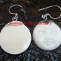 Handmade 925 Silver Moon Face Carved Ox Bone Earrings GDE-1153-KA