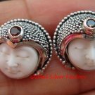 Sterling Silver Garnet Goddess Stud Earrings GDE-1098-PS