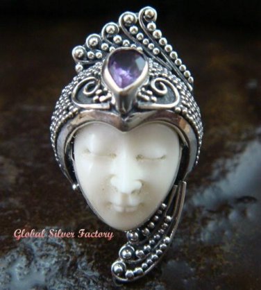 Sterling Silver Amethyst Goddess Cocktail Ring GDR-1102-PS