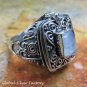 Silver and Rainbow Moonstone Locket Ring LR-732-NY