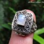 Silver and Rainbow Moonstone Locket Ring LR-732-NY
