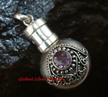 New Model 925 Silver Bali Ornate Cremation Pendant w/Amethyst PP-383-KT