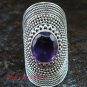 Large Silver Amethyst Gemstone Ring RI-365-KT
