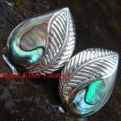 Sterling Silver Leaf Design Paua Shell Earrings ER-659-PS