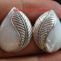 Sterling Silver Leaf Design White Shell Earrings ER-660-PS