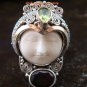 Sterling Silver Carved Face Goddess Ring w/Gem GDR-1132-PS
