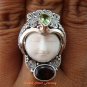 Sterling Silver Carved Face Goddess Ring w/Gem GDR-1132-PS
