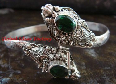Sterling Silver Green Quartz Snake Bangle SBB-226-KT