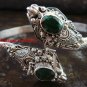 Sterling Silver Green Quartz Snake Bangle SBB-226-KT