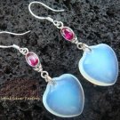 925 Silver Synthetic Opalite Ruby Heart Earrings SJ-131a-GSF