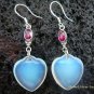 925 Silver Synthetic Opalite Ruby Heart Earrings SJ-131a-GSF