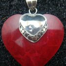 Sterling Silver Love Heart Coral Pendant SP-693-PS
