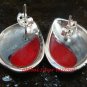 Sterling Silver Leaf Design Red Coral Gemstone Earrings ER-661-PS