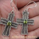 Sterling Silver Peridot Cross Earrings ER-726-KA