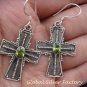 Sterling Silver Peridot Cross Earrings ER-726-KA