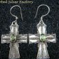 Sterling Silver Peridot Cross Earrings ER-726-KA