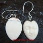 Sterling Silver Hand Carved Cow Bone Oval Moon Face  Earrings  GDE-1155-KA