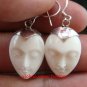 Sterling Silver Hand Carved Cow Bone Oval Moon Face  Earrings  GDE-1155-KA