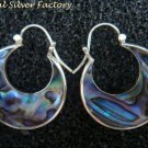Sterling Silver Paua Shell Hoop Earrings ER-730-KA